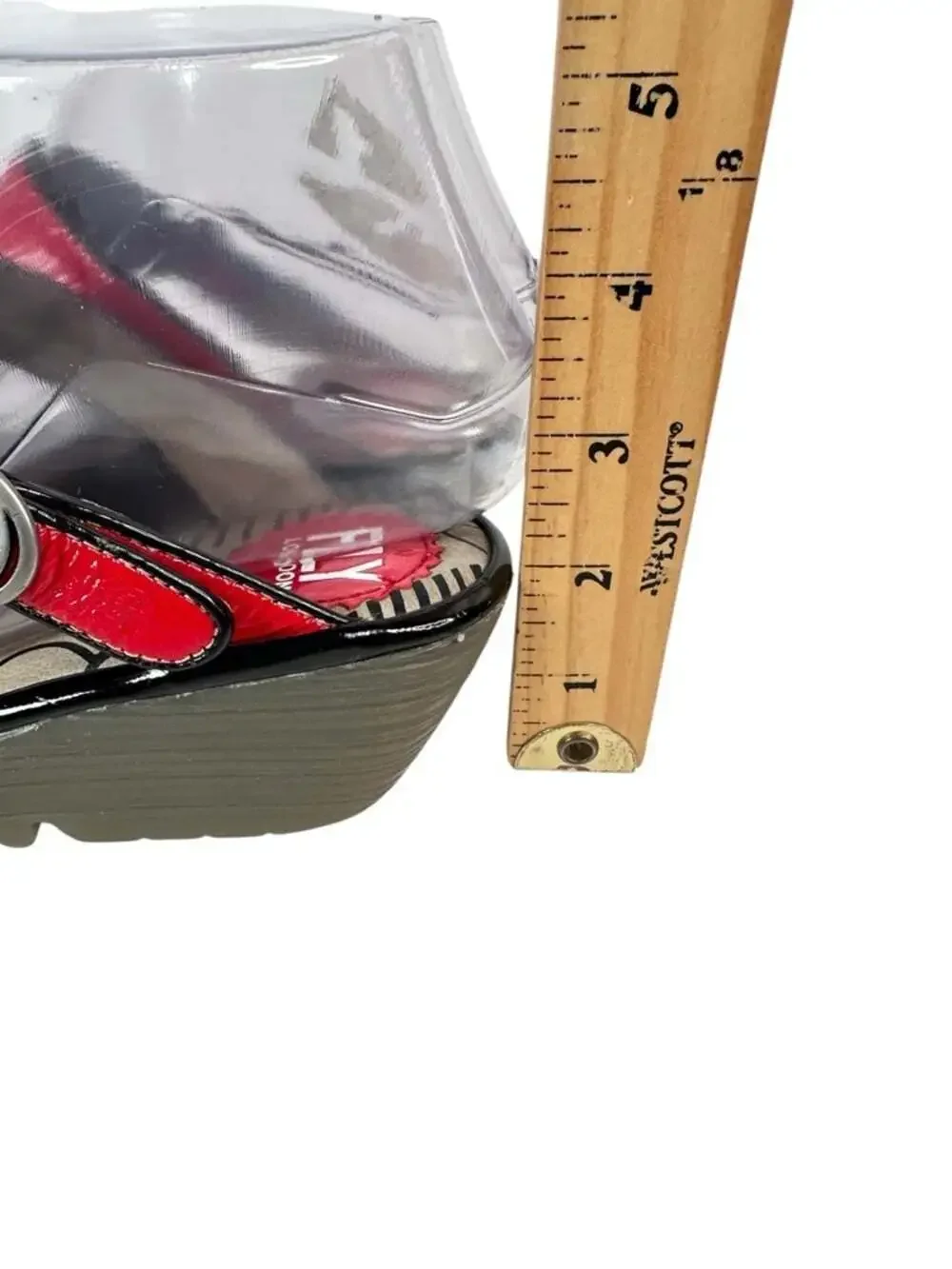 Fly London Womens Euro 37 Red Patent Platform Comfort Wedge Sandals Size 6